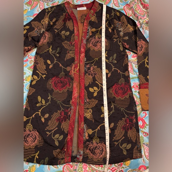 TAPESTRY jacket topper cardigan VINTAGE floral brocade ALL FAITHFUL size large - Picture 4 of 6